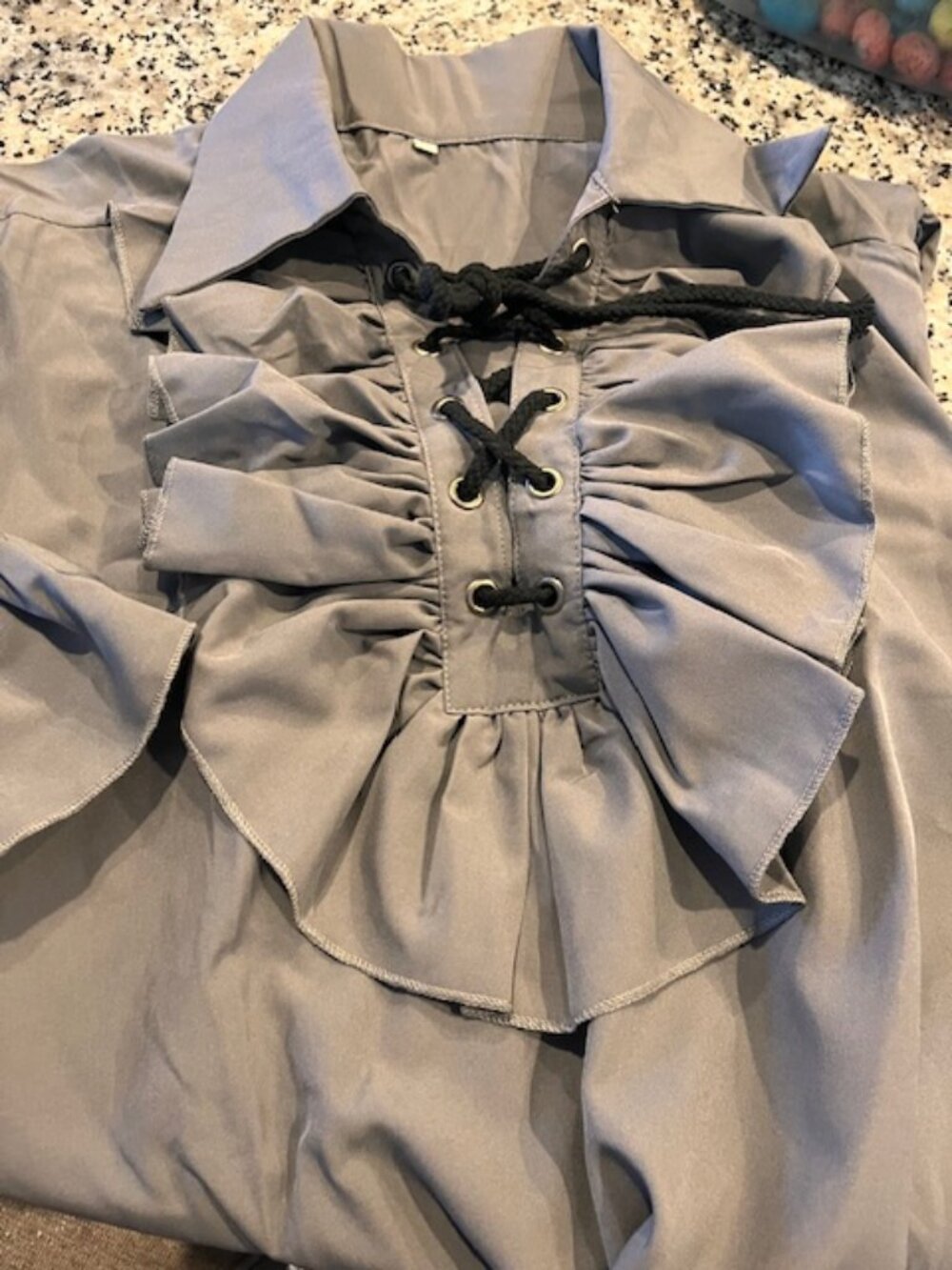 WOMANS GRAY BLOUSE WITH TIE FRONT NEW  NO TAGS